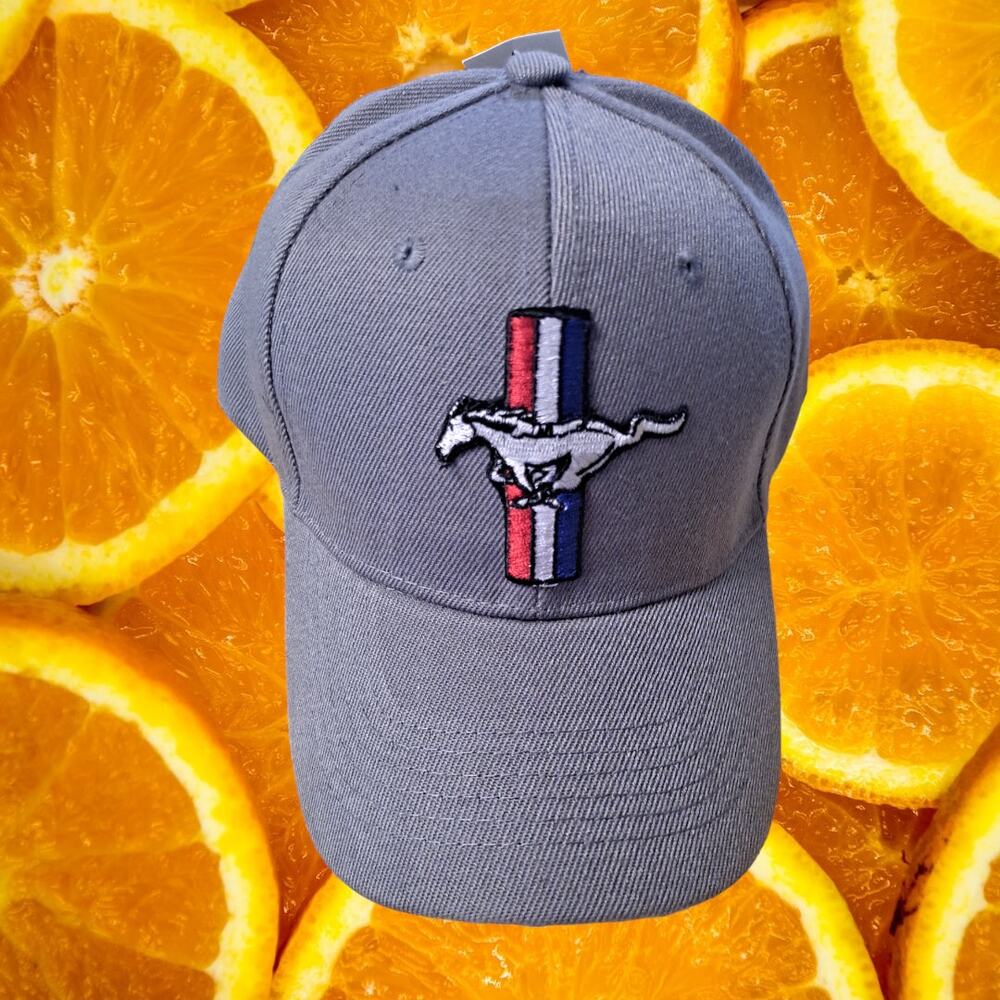 NWT DF Gray Mustang Hook and Loop Closure‎ Adjustable Baseball Hat Cap